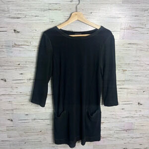 Theory black long sleeve mini dress with pockets size  medium